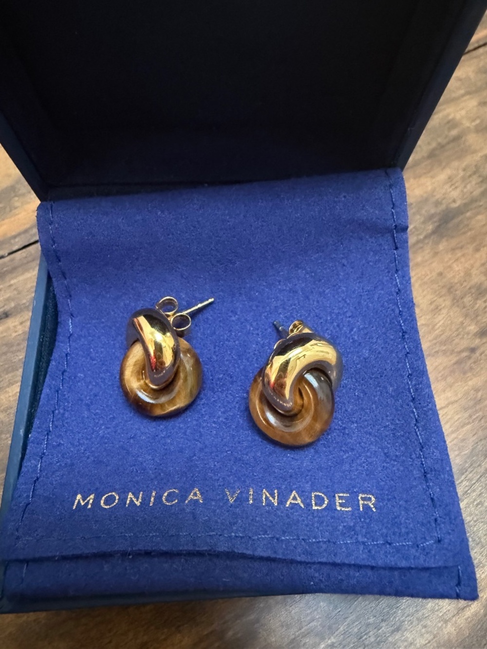 Monica Vinader Tiger's Eye Gold Vermeil Earrings